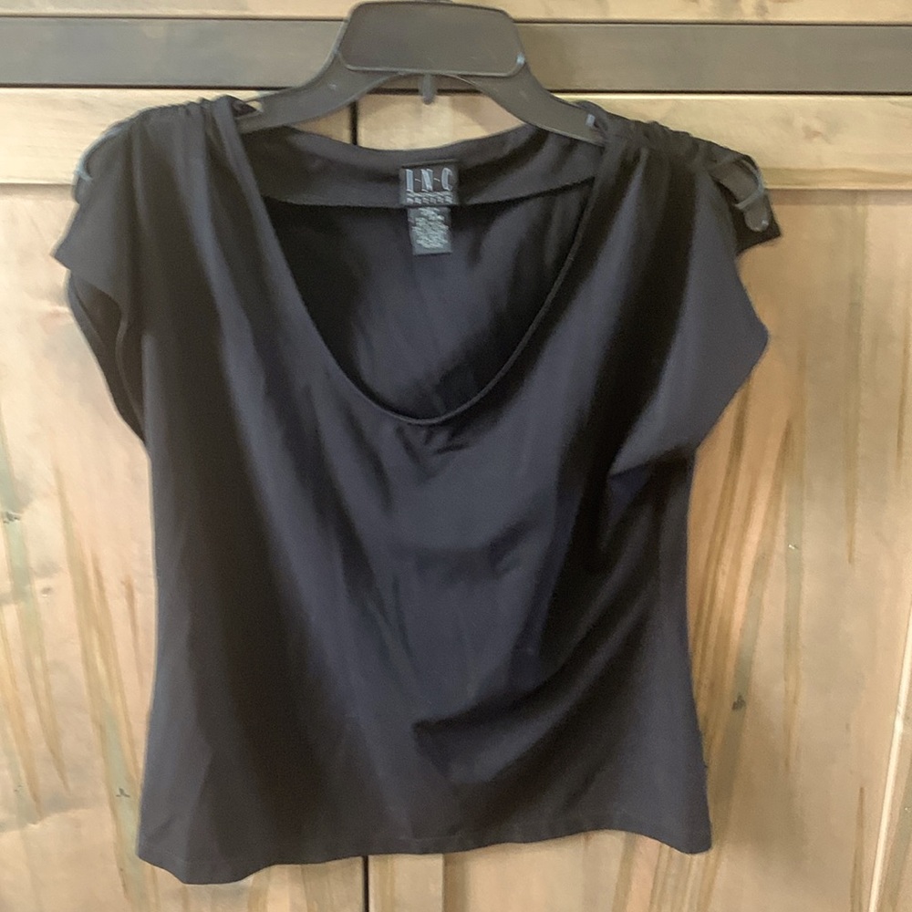 INC International Womens Tank Top Sleeveless Petite/Medium V Neck Stretch Black